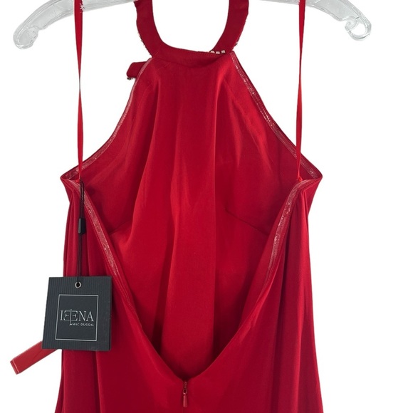 NWT Mac Duggal Red Rhinestone Halter Neck Dress w/High Split - Picture 7 of 9